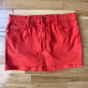Joe’s Jeans Red Denim Mini Skirt, Size 28 — Made in USA